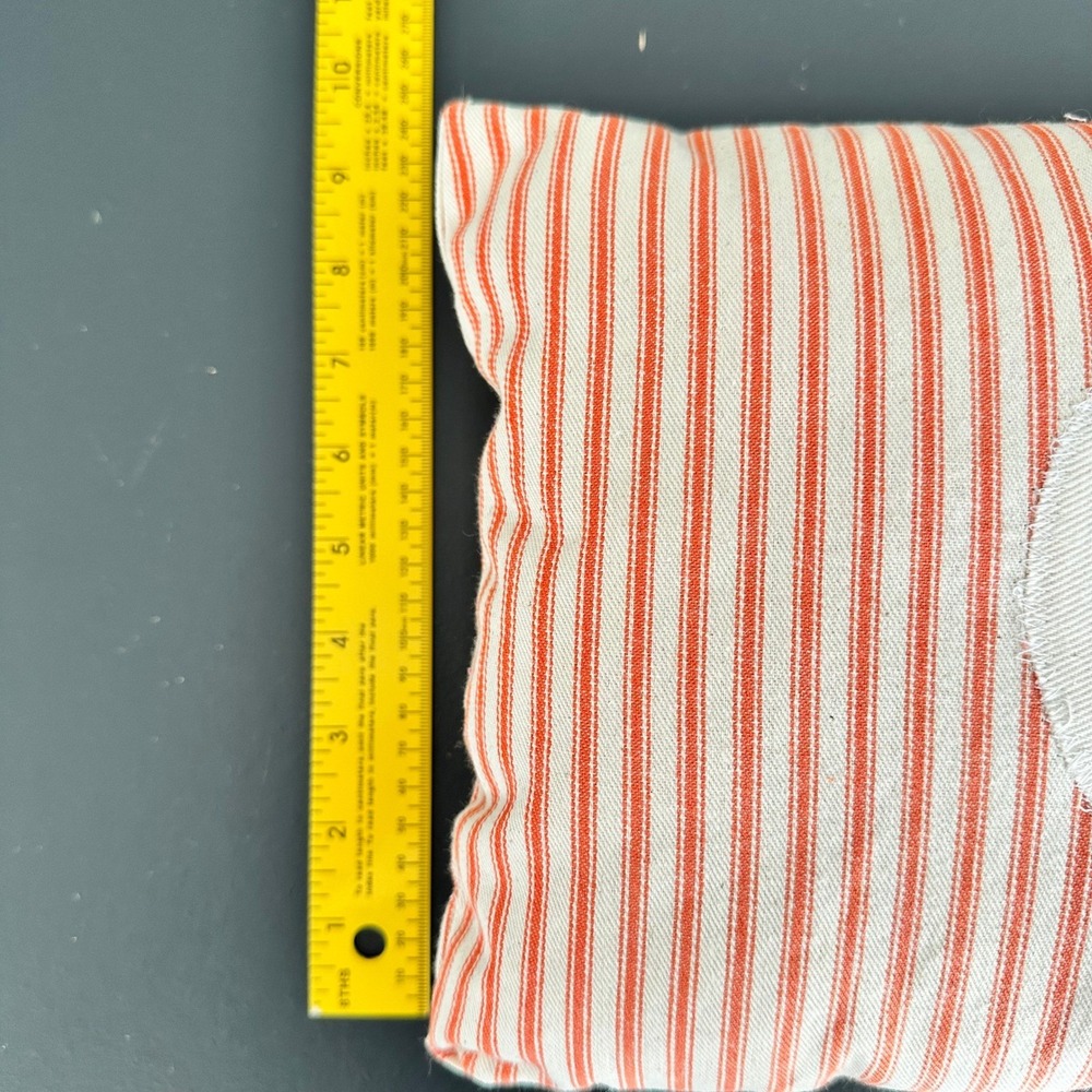 Auburn Orange/White Ticking Stripe Handmade Throw Pillow 10"x16" - Picture 5 of 6